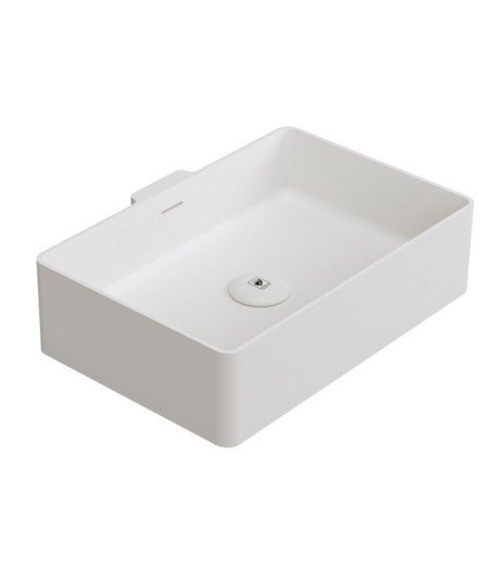 Lavabo de resina rectangular | de 48 x 34 cm blanco mate