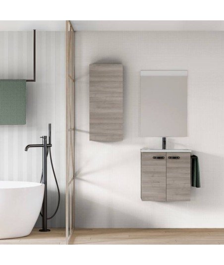 Mueble de baño 2 cajones ancho 50 - gris arenado Aneko Amizuva