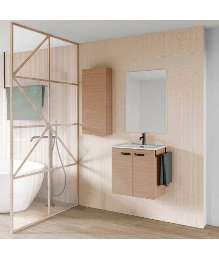 Mueble de baño 2 cajones ancho 50 - nogal arenado Aneko Amizuva