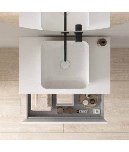 Mueble de baño lavabo sobre encimera - blanco brillo Niwa top Amizuva