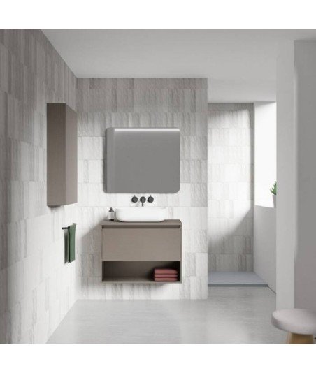 Mueble de baño lavabo sobre encimera - fumé arenado Niwa top Amizuva