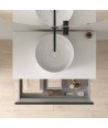 Mueble baño blanco - lavabo sobre encimera redondo - Yoko Top Amizuva