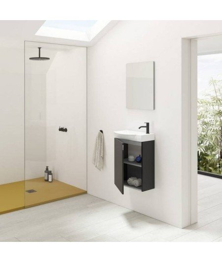 Mueble de baño de 45 1 cajón - antracita brillo Mika Amizuva