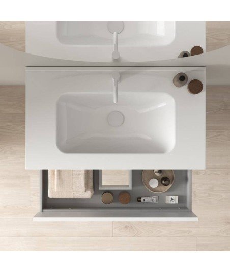 Mueble de baño 2 cajones blanco brillo Suki Amizuva