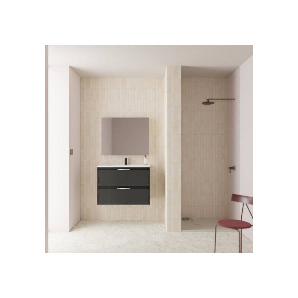 Mueble de baño 2 cajones antracita brillo Suki Amizuva