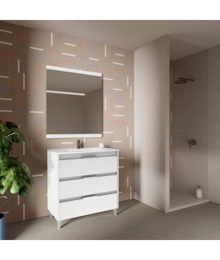 Mueble de baño 3 blanco brillo Suki Amizuva