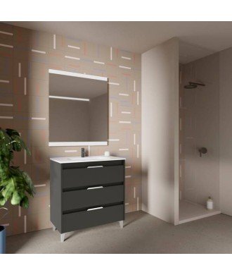 Mueble de baño 3 antracita brillo Suki Amizuva