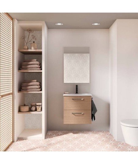 Mueble de baño de 50 2 cajones - nogal arenado Hone Amizuva