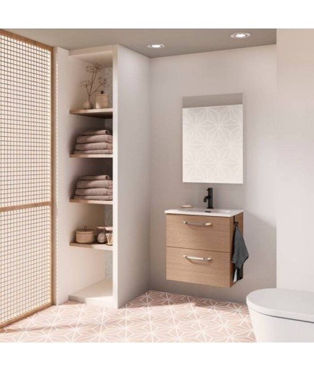 Mueble de baño de 50 2 cajones - nogal arenado Hone Amizuva
