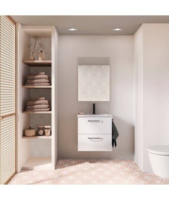 Mueble de baño de 50 2 cajones - blanco brillo Hone Amizuva