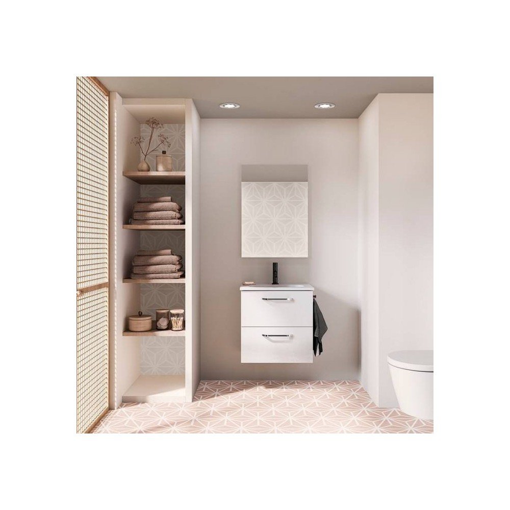 Mueble de baño de 50 2 cajones - blanco brillo Hone Amizuva