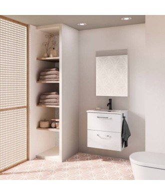 Mueble de baño de 50 2 cajones - blanco brillo Hone Amizuva
