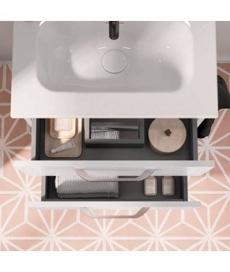 Mueble de baño de 50 2 cajones - blanco brillo Hone Amizuva