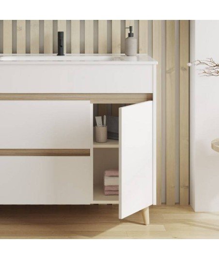 Mueble de baño patas de haya | Blanco brillo Royo Kaori Amizuva