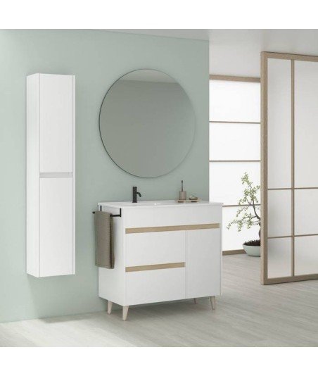 Mueble de baño patas de haya | Blanco brillo Royo Kaori Amizuva
