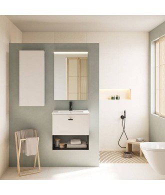 Mueble de baño 1 cajón y 1 hueco blanco mate | Mei Amizuva Royo