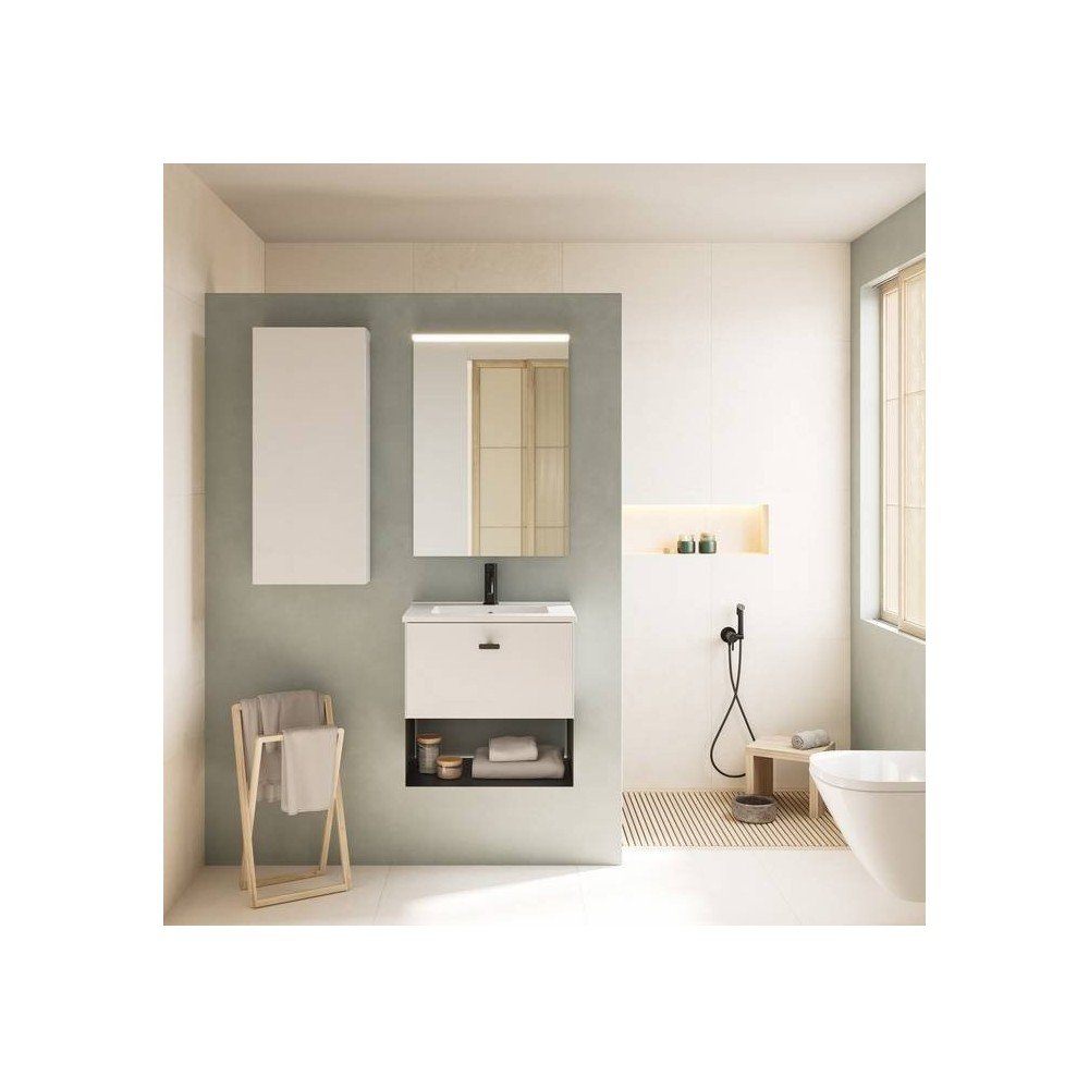 Mueble de baño 1 cajón y 1 hueco blanco mate | Mei Amizuva Royo