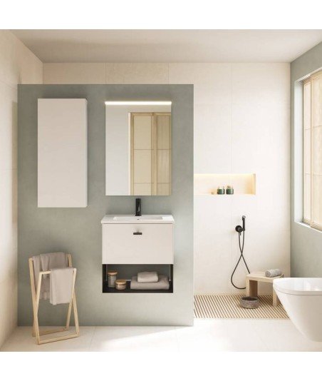 Mueble de baño 1 cajón y 1 hueco blanco mate | Mei Amizuva Royo