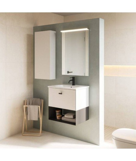 Mueble de baño 1 cajón y 1 hueco blanco mate | Mei Amizuva Royo