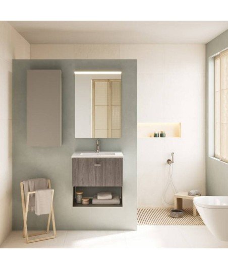 Mueble de baño 1 cajón y 1 hueco olmo gris | Mei Amizuva Royo