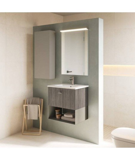 Mueble de baño 1 cajón y 1 hueco olmo gris | Mei Amizuva Royo