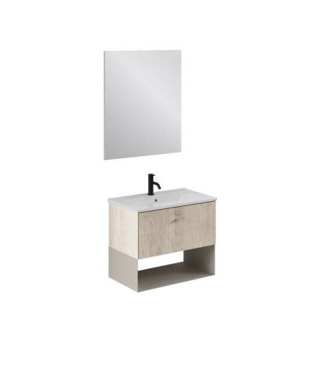 Mueble de baño 1 cajón y 1 hueco roble blanco | Mei Amizuva Royo
