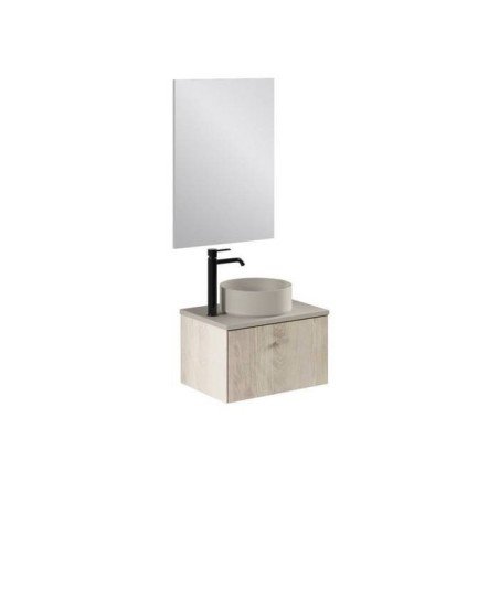 Mueble de baño 1 cajón roble blanco Mei top Amizuva | sobre encimera