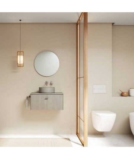 Mueble de baño 1 cajón roble blanco Mei top Amizuva | sobre encimera