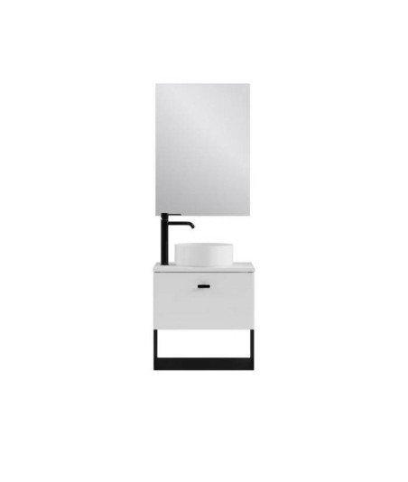 Mueble baño 1 cajón y 1 hueco blanco mate | Mei Amizuva sobre encimera