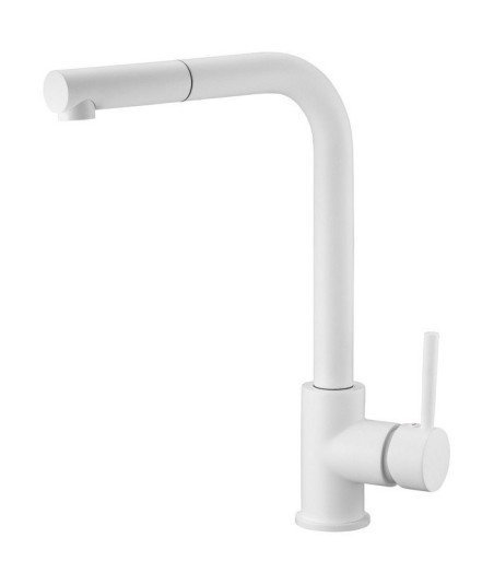 Grifo blanco mate extraible de cocina Malta IMEX - GCE006/NG