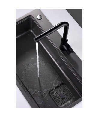 Grifo negro mate extraíble de cocina Malta IMEX - GCE006/NG