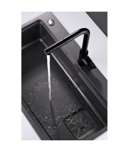 Grifo negro mate extraíble de cocina Malta IMEX - GCE006/NG