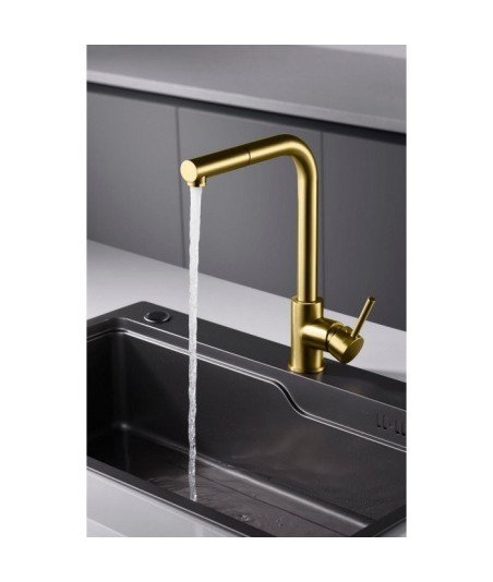 Grifo oro cepillado extraíble de cocina Malta IMEX - GCE006/OC