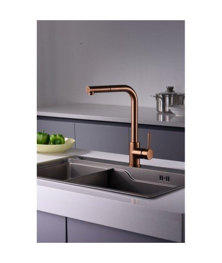 Grifo oro rosa cepillado extraíble de cocina Malta IMEX - GCE006/ORC