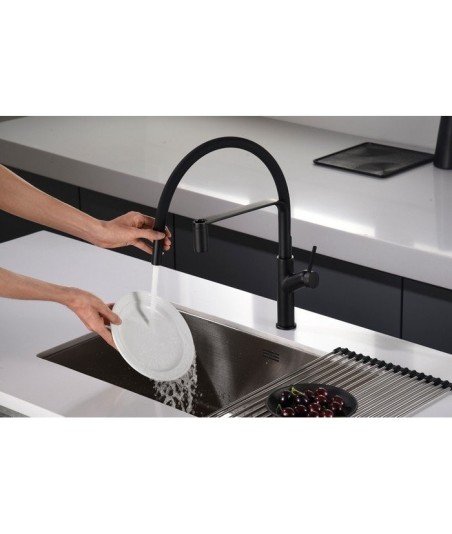 Grifo negro mate flexible de cocina Sena Imex | GCE022/NG