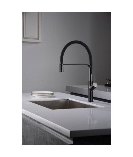 Grifo black gun metal flexible de cocina Sena Imex | GCE022/BGM