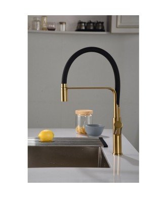 Grifo oro cepillado flexible de cocina Sena Imex | GCE022/OC