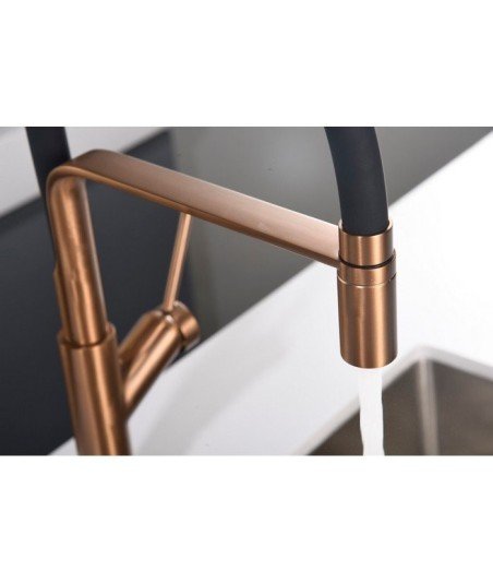 Grifo oro rosa cepillado flexible de cocina Sena Imex | GCE022/ORC