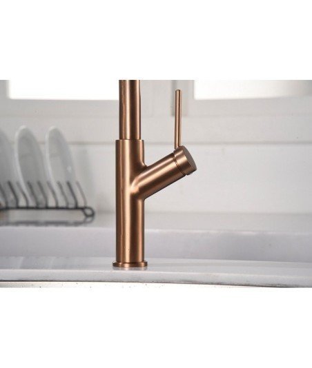 Grifo oro rosa cepillado flexible de cocina Sena Imex | GCE022/ORC