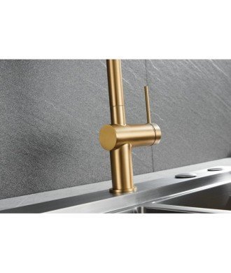 Grifo extraíble oro cepillado de cocina Berna Imex | GCE026/OC