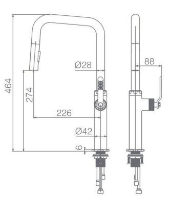 Grifo extraíble de cocina Niza Imex | GCE027/BGM
