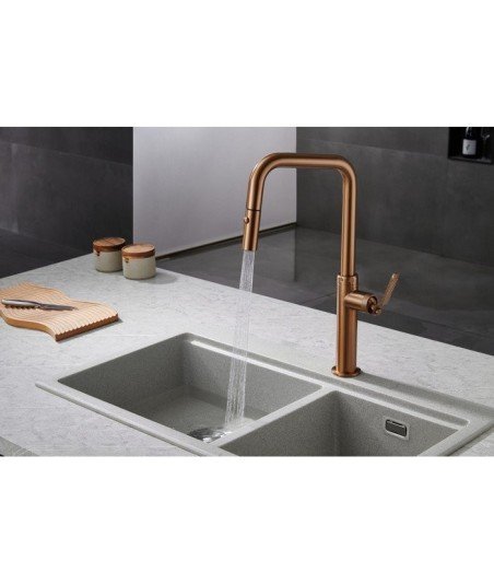 Grifo extraíble de cocina Niza Imex oro rosa cepillado | GCE027/ORC