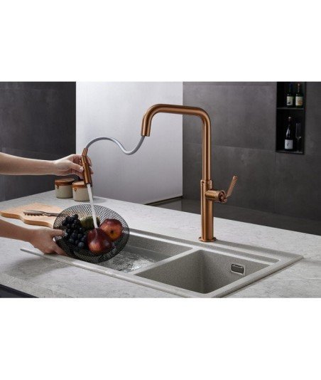 Grifo extraíble de cocina Niza Imex oro rosa cepillado | GCE027/ORC