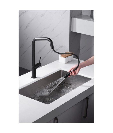 Grifo extraíble negro mate de cocina Bonn imex | GCE024/NG