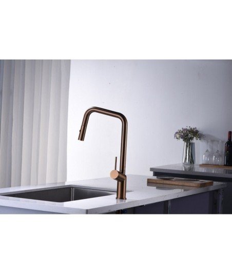 Grifo extraíble oro rosa cepillado de cocina Bonn imex | GCE024/ORC