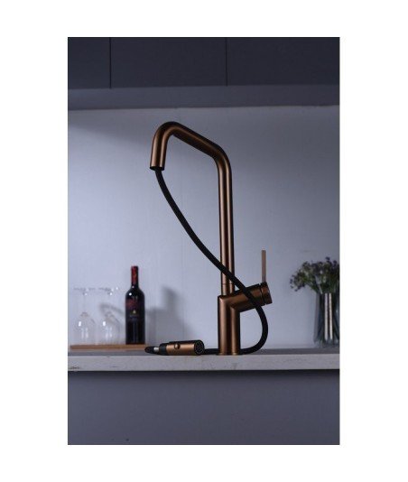 Grifo extraíble oro rosa cepillado de cocina Bonn imex | GCE024/ORC