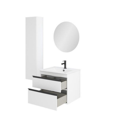 Mueble de baño 2 cajones blanco mate y tirado negro mate Riesi