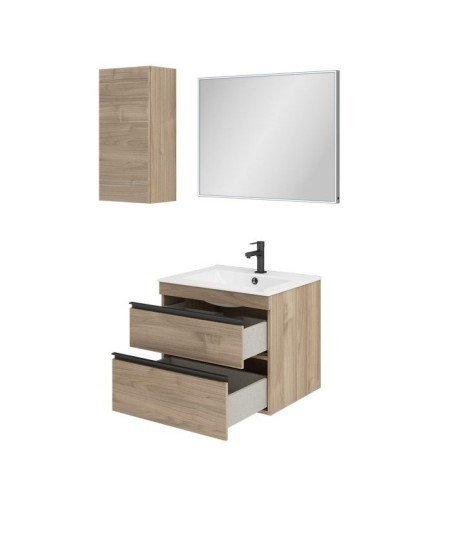 Mueble de baño 2 cajones color snow y tirador negro mate Riesi