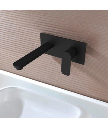 Grifo Orion negro mate empotrado | monomando de lavabo Blau