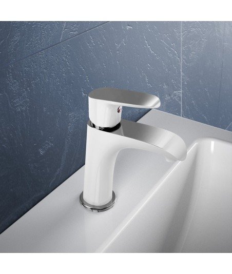 Grifo monomando cromo y blanco lavabo serie DANN | Llubibath